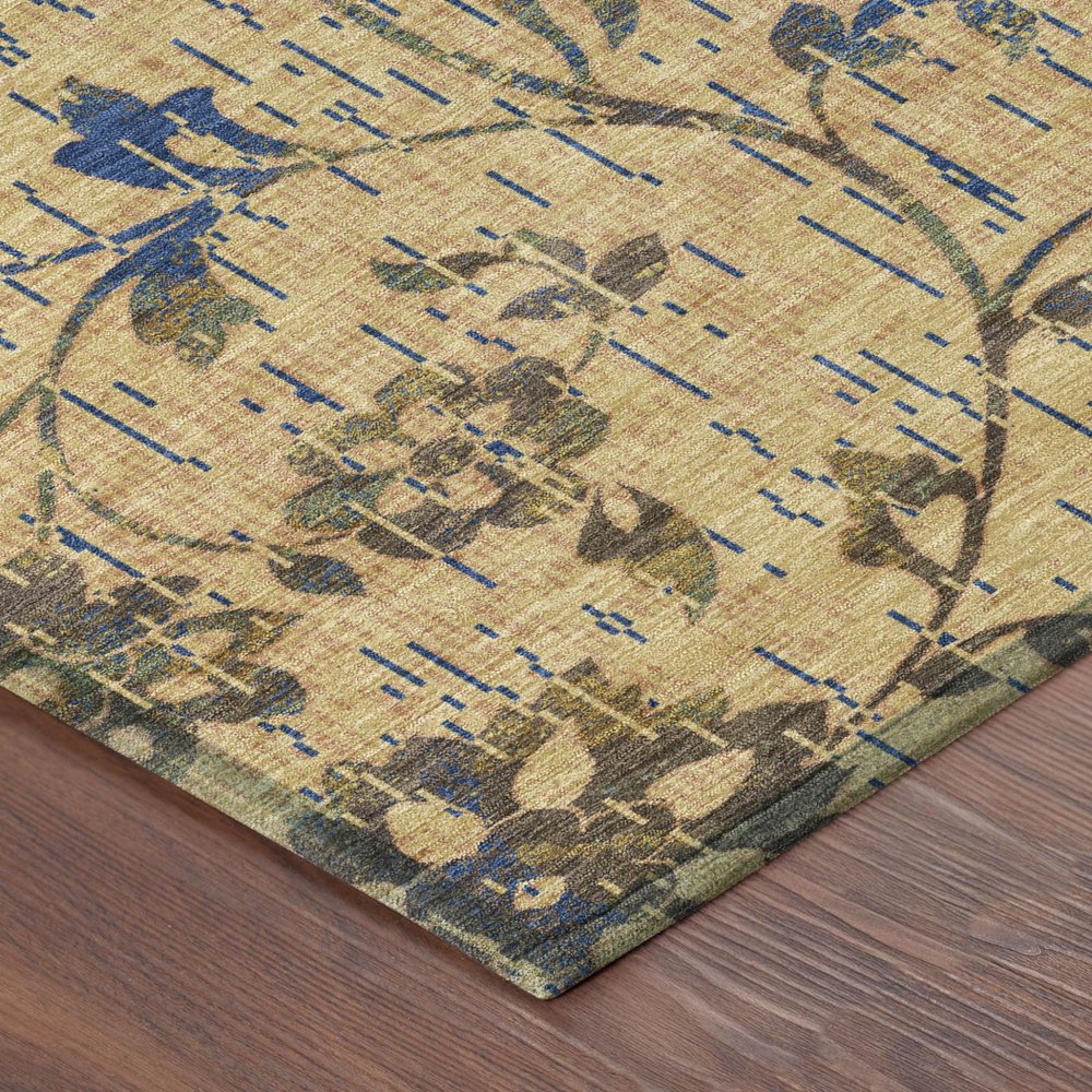 10' X 14' Gold And Brown Floral Washable Indoor Outdoor Area Rug HomeRoots