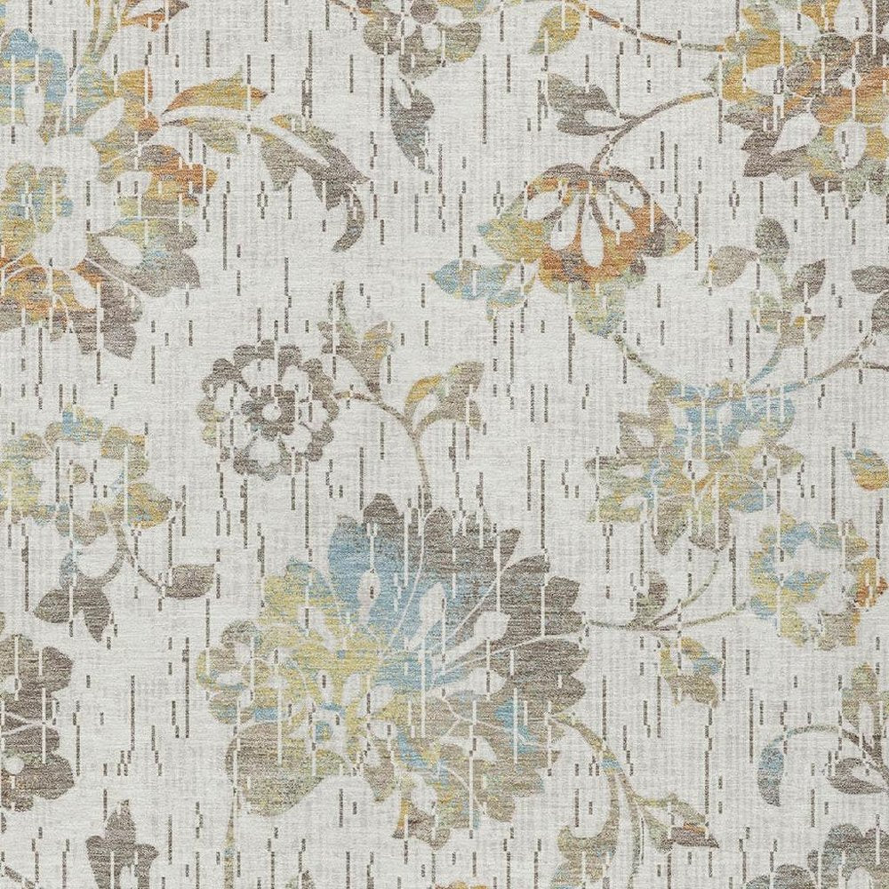 3' X 5' Ivory And Linen Floral Washable Indoor Outdoor Area Rug HomeRoots