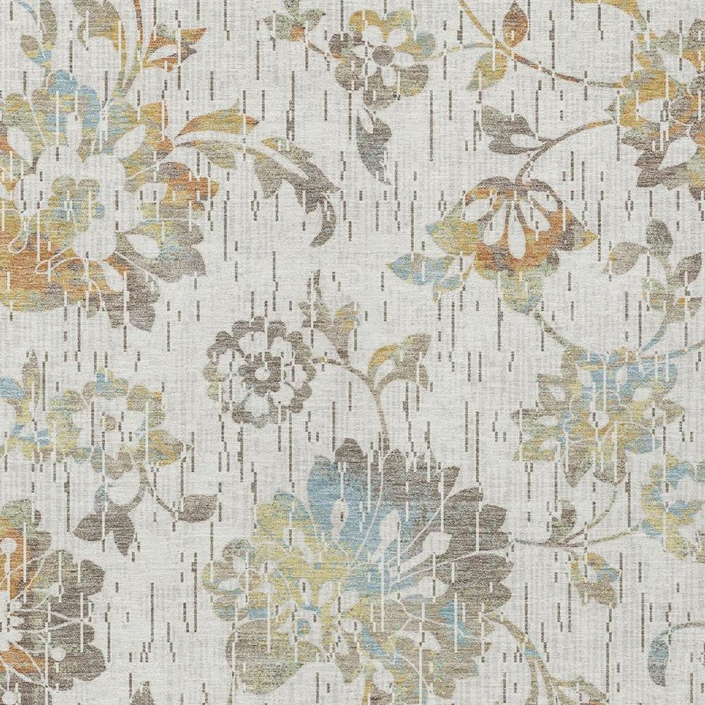 8' X 10' Ivory And Linen Floral Washable Indoor Outdoor Area Rug HomeRoots