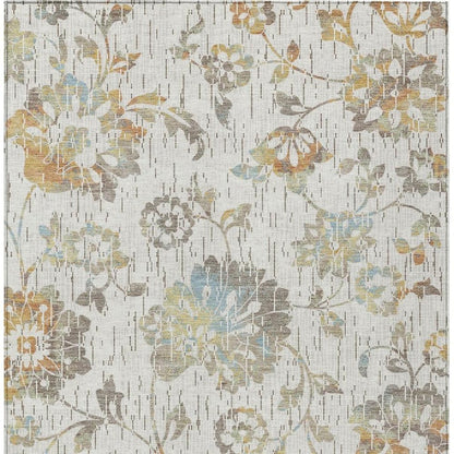 8' X 10' Ivory And Linen Floral Washable Indoor Outdoor Area Rug HomeRoots