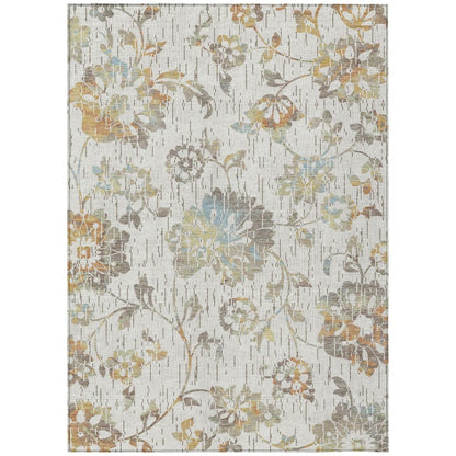 8' X 10' Ivory And Linen Floral Washable Indoor Outdoor Area Rug HomeRoots