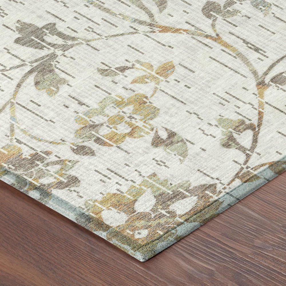 9' X 12' Ivory And Linen Floral Washable Indoor Outdoor Area Rug HomeRoots