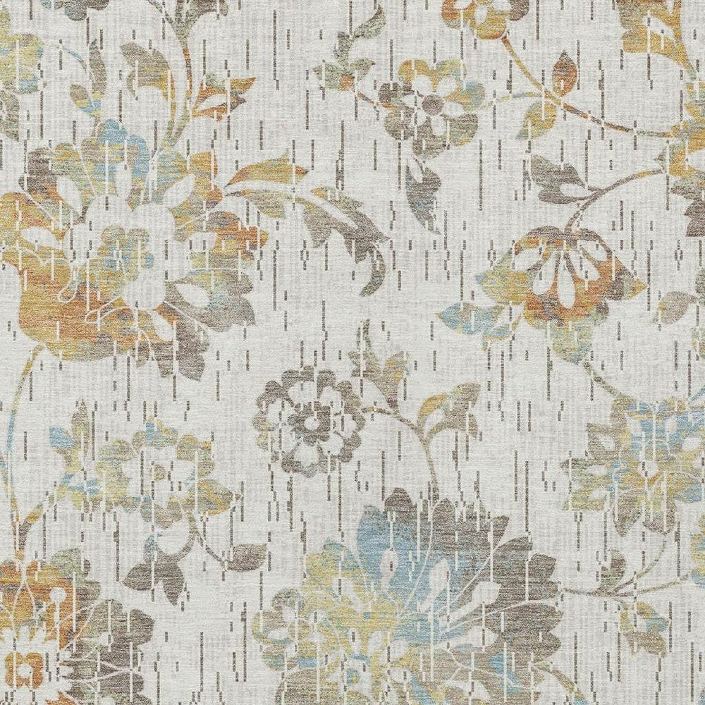10' X 14' Ivory And Linen Floral Washable Indoor Outdoor Area Rug HomeRoots