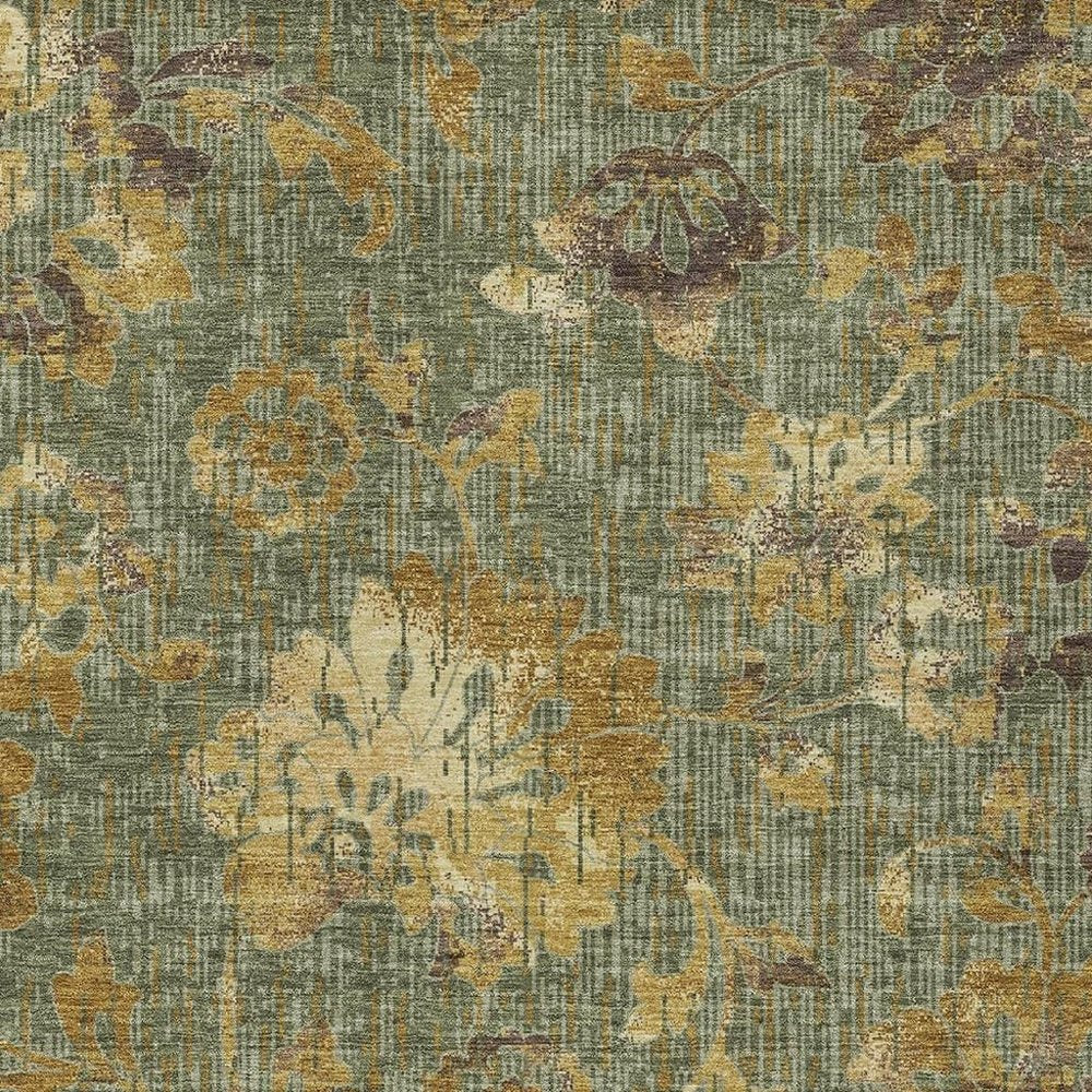 3' X 5' Olive Green And Green Floral Washable Indoor Outdoor Area Rug HomeRoots