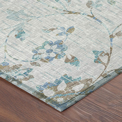 10' X 14' Silver And Gray Floral Washable Indoor Outdoor Area Rug HomeRoots