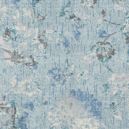 3' X 5' Sky Blue And Blue Floral Washable Indoor Outdoor Area Rug HomeRoots