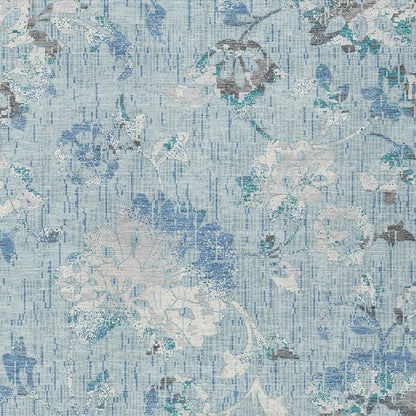 10' X 14' Sky Blue And Blue Floral Washable Indoor Outdoor Area Rug HomeRoots
