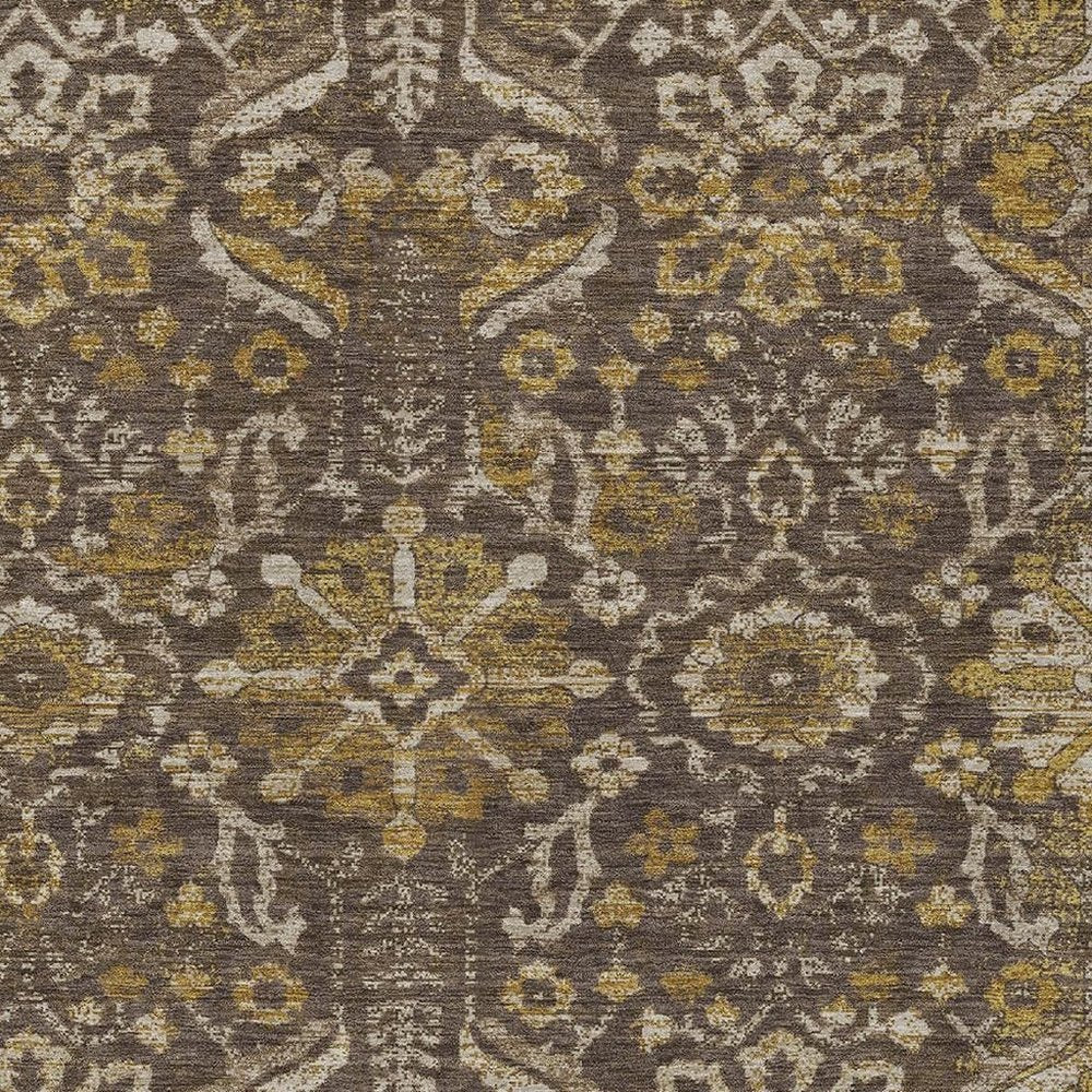 3' X 5' Chocolate And Brown Damask Washable Indoor Outdoor Area Rug HomeRoots