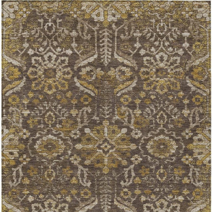 3' X 5' Chocolate And Brown Damask Washable Indoor Outdoor Area Rug HomeRoots