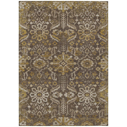 3' X 5' Chocolate And Brown Damask Washable Indoor Outdoor Area Rug HomeRoots