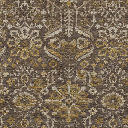 10' X 14' Chocolate And Brown Damask Washable Indoor Outdoor Area Rug HomeRoots