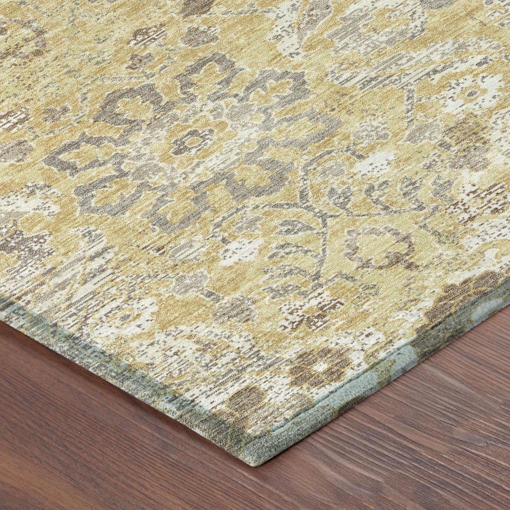 3' X 5' Gold And Wheat Damask Washable Indoor Outdoor Area Rug HomeRoots