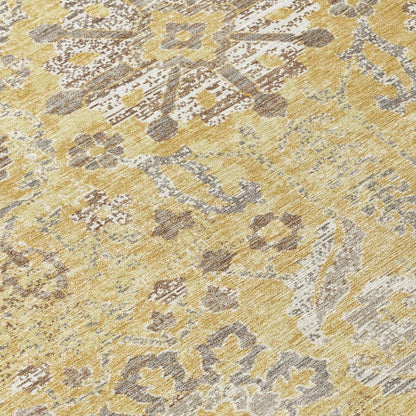 3' X 5' Gold And Wheat Damask Washable Indoor Outdoor Area Rug HomeRoots