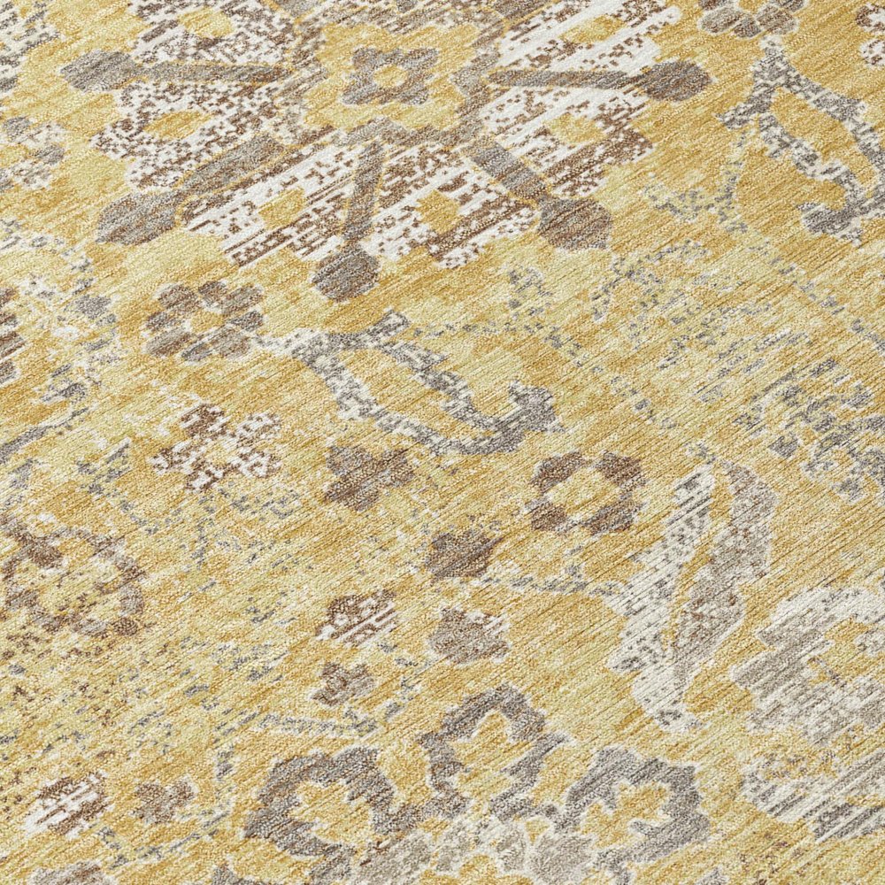 10' X 14' Gold And Wheat Damask Washable Indoor Outdoor Area Rug HomeRoots