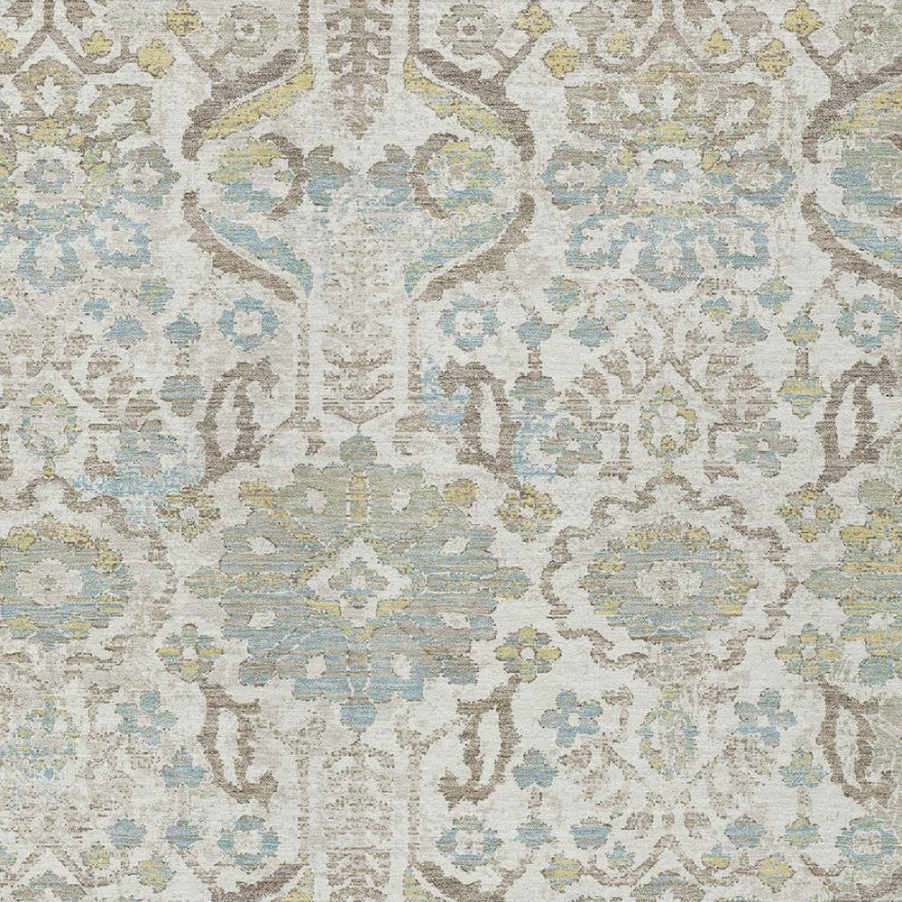 3' X 5' Ivory And Beige Damask Washable Indoor Outdoor Area Rug HomeRoots