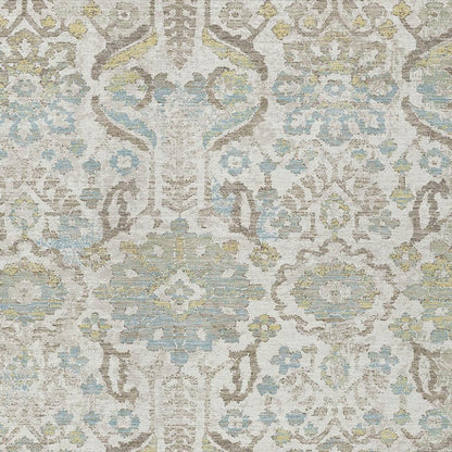 3' X 5' Ivory And Beige Damask Washable Indoor Outdoor Area Rug HomeRoots