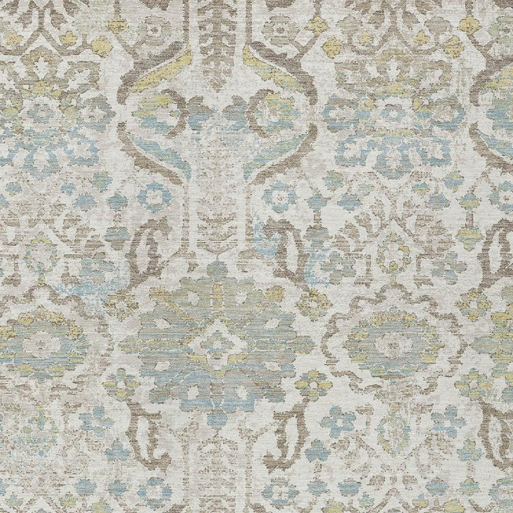 5' X 8' Ivory And Beige Damask Washable Indoor Outdoor Area Rug HomeRoots
