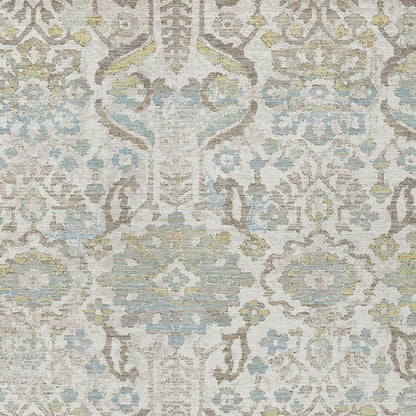 5' X 8' Ivory And Beige Damask Washable Indoor Outdoor Area Rug HomeRoots