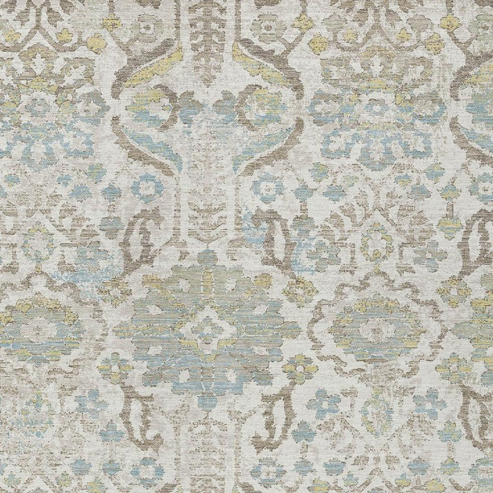8' X 10' Ivory And Beige Damask Washable Indoor Outdoor Area Rug HomeRoots