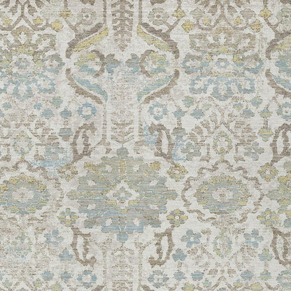 8' X 10' Ivory And Beige Damask Washable Indoor Outdoor Area Rug HomeRoots