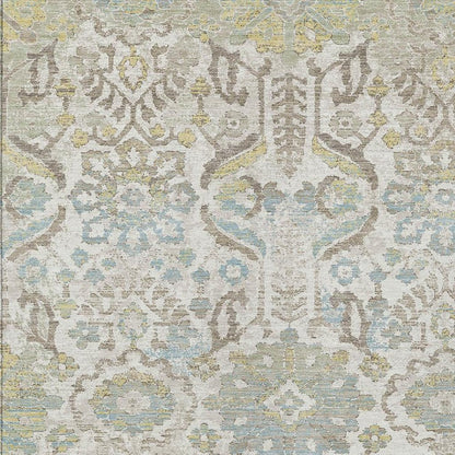 9' X 12' Ivory And Beige Damask Washable Indoor Outdoor Area Rug HomeRoots