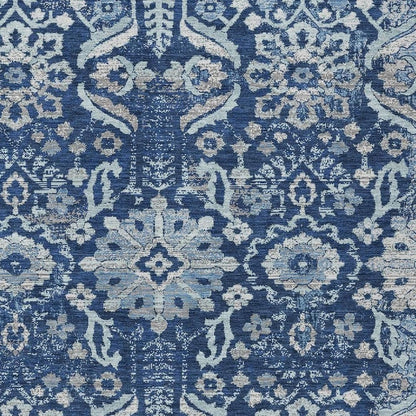 8' X 10' Navy Blue And Blue Damask Washable Indoor Outdoor Area Rug HomeRoots