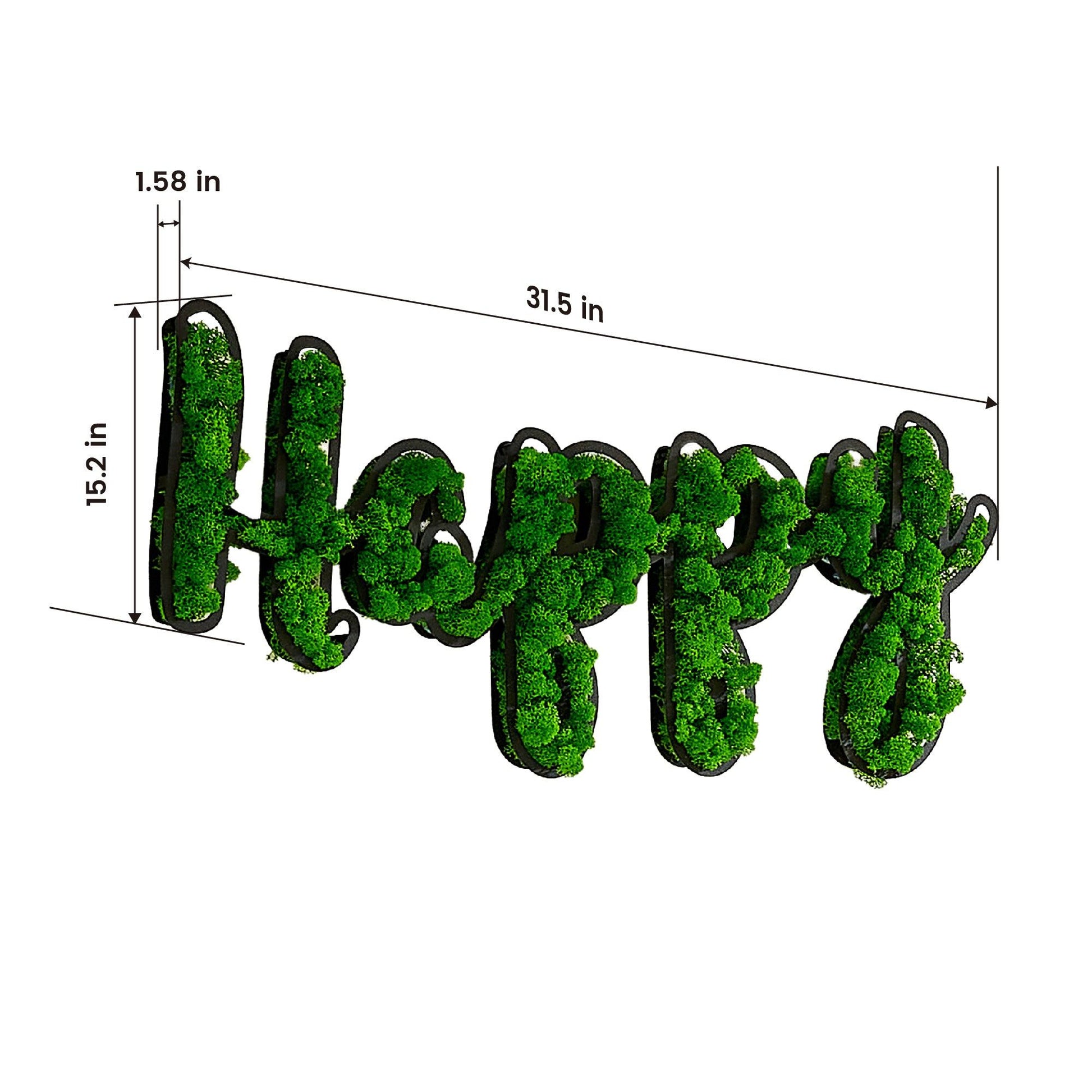 HAPPY Letter Art Moss Wall Decor - FurniFindUSA