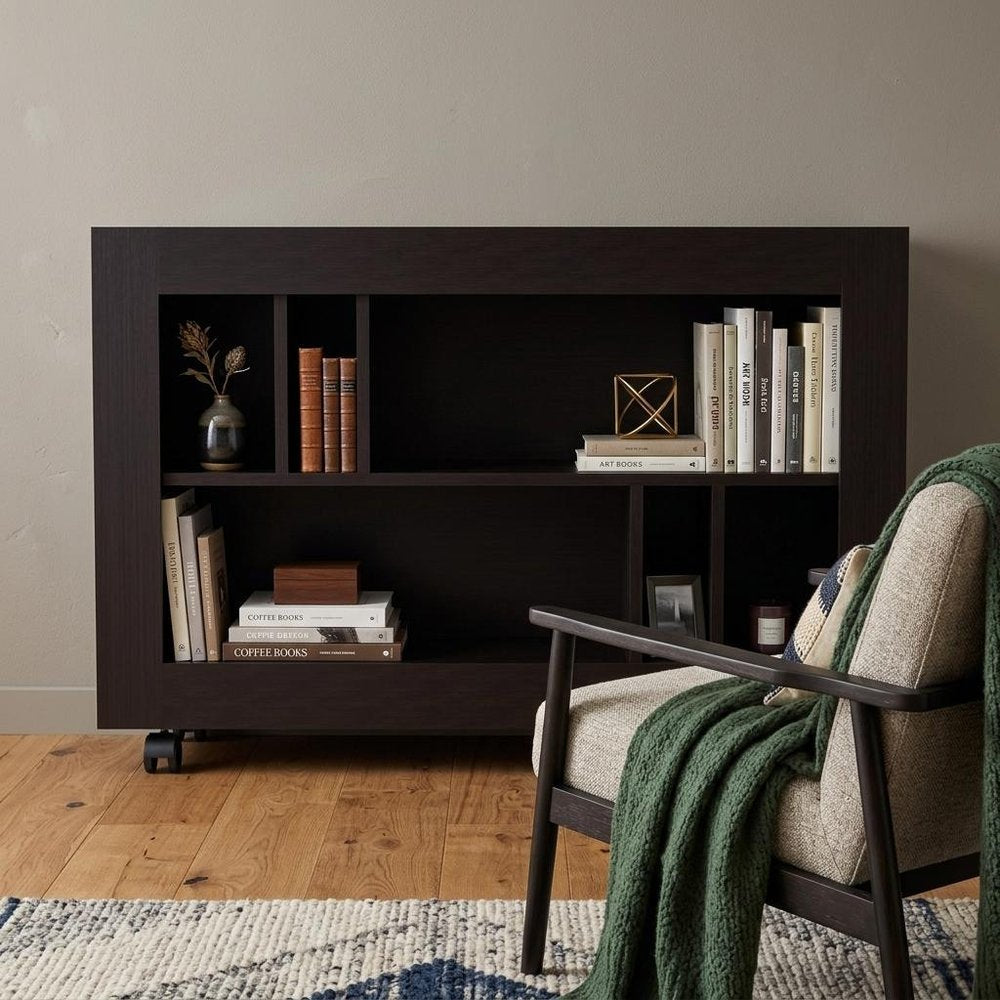25" Black Wood Five Tier Bookcase — view 5