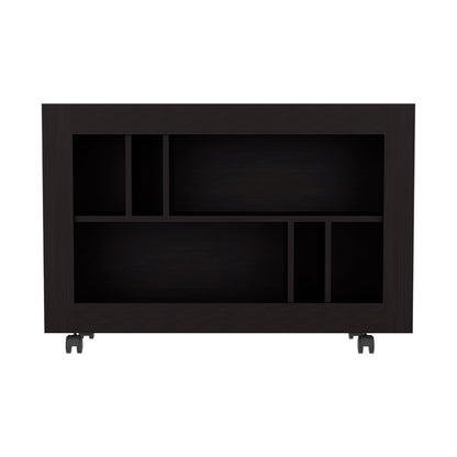 25" Black Wood Five Tier Bookcase