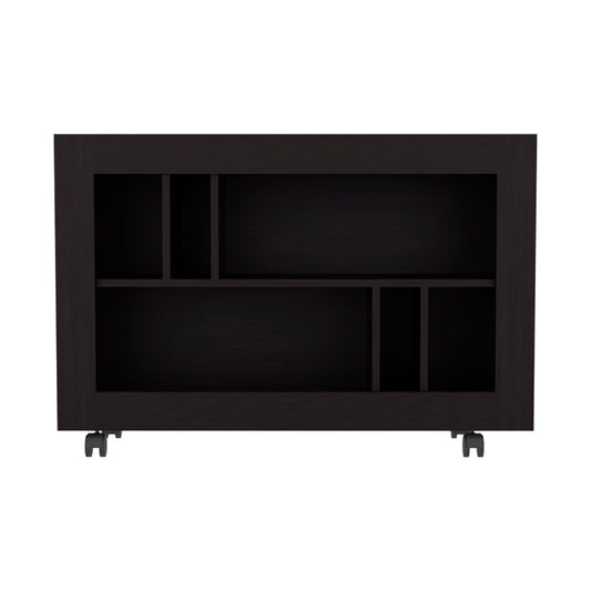 25" Black Wood Five Tier Bookcase