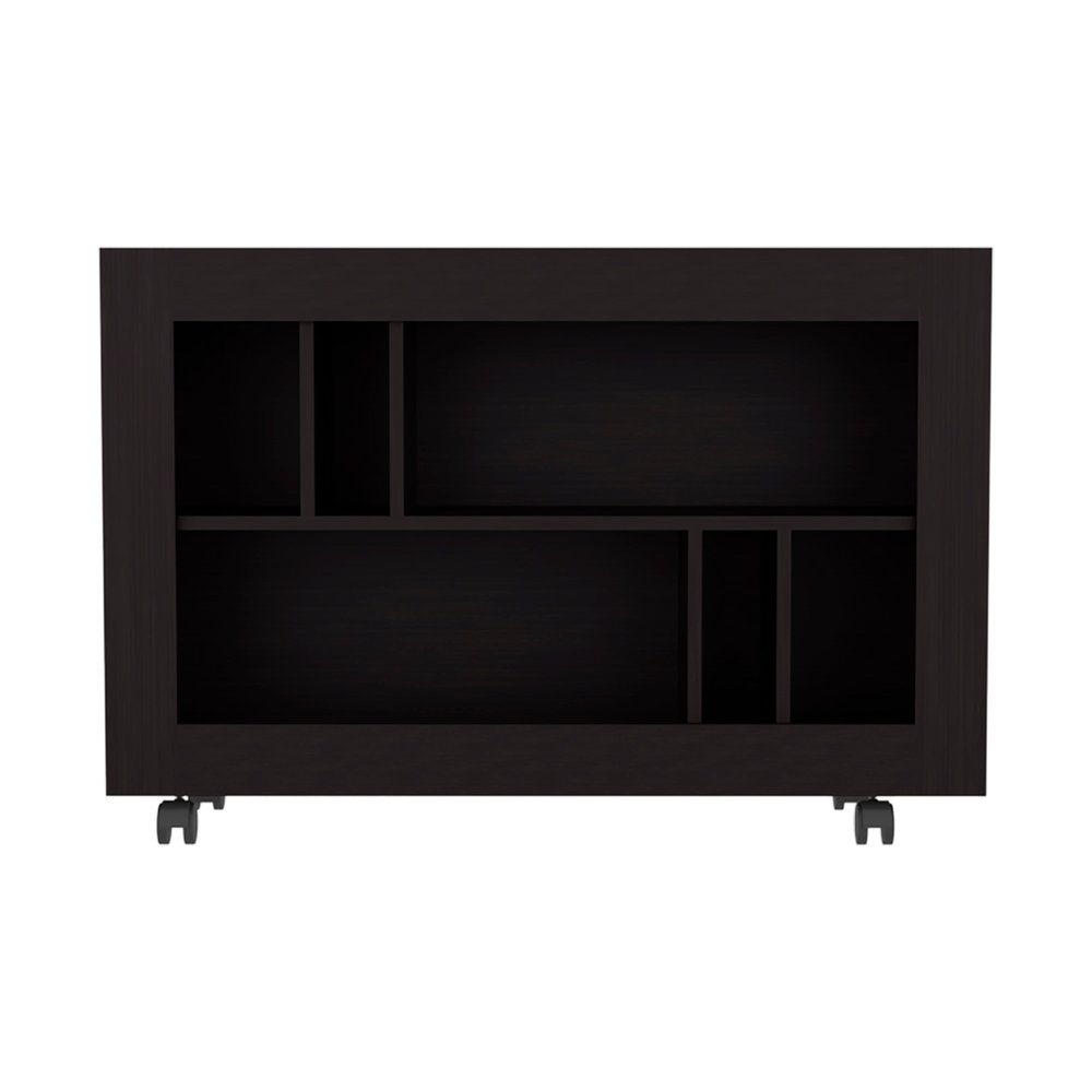 25" Black Wood Five Tier Bookcase — view 1