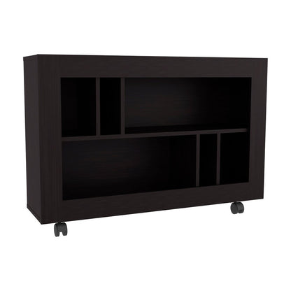 25" Black Wood Five Tier Bookcase