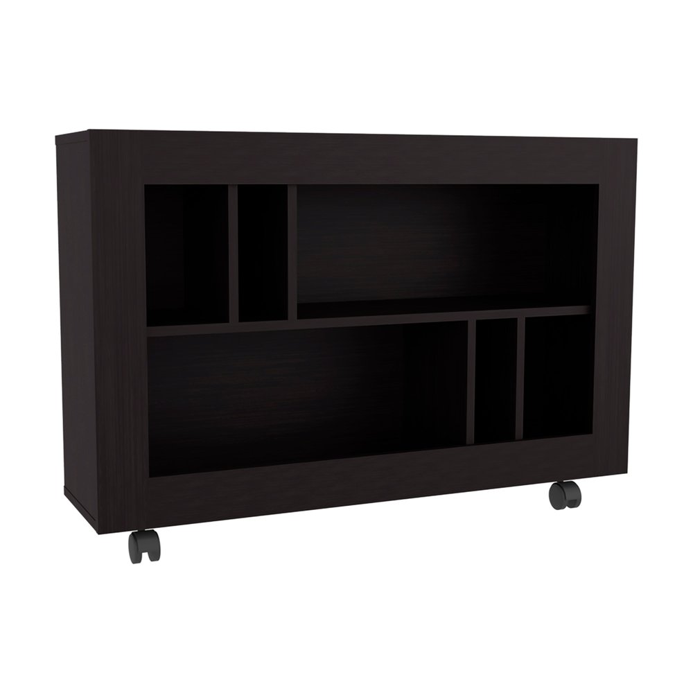 25" Black Wood Five Tier Bookcase HomeRoots