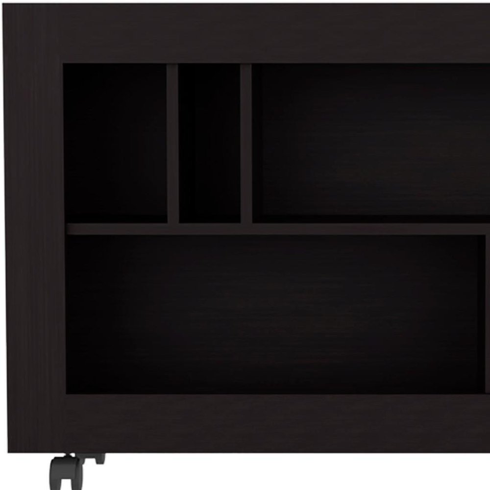 25" Black Wood Five Tier Bookcase — view 3