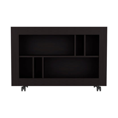 25" Black Wood Five Tier Bookcase