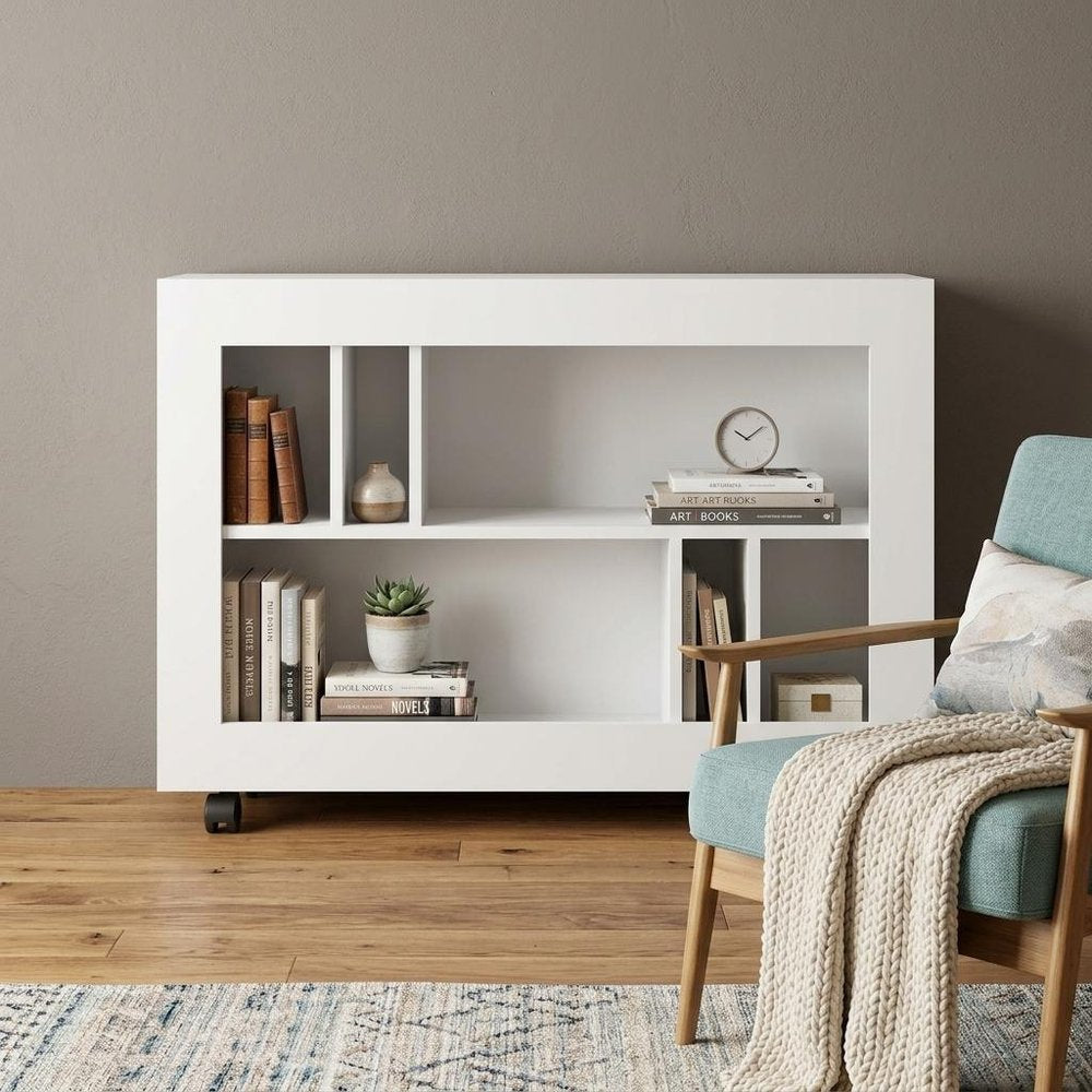 25" White Wood Five Tier Bookcase — view 5