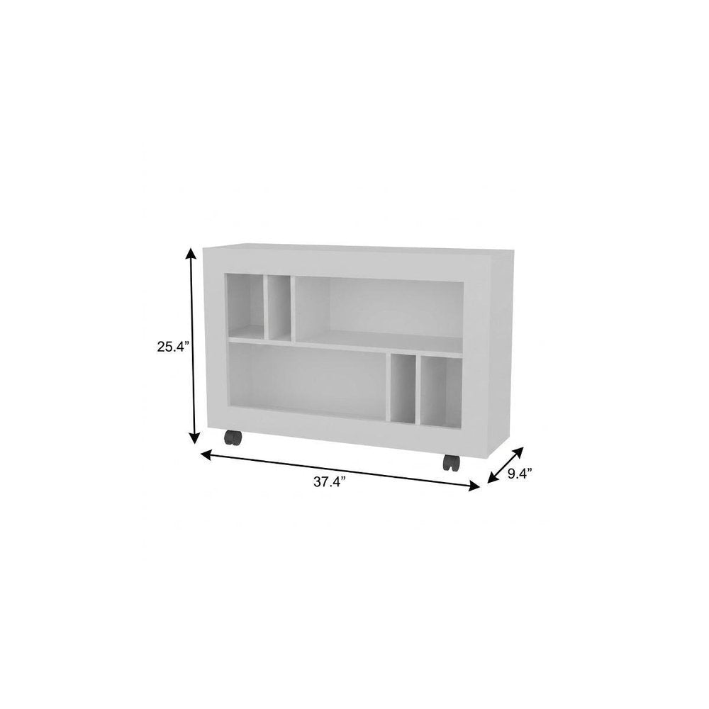 25" White Wood Five Tier Bookcase HomeRoots