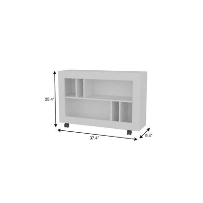 25" White Wood Five Tier Bookcase HomeRoots