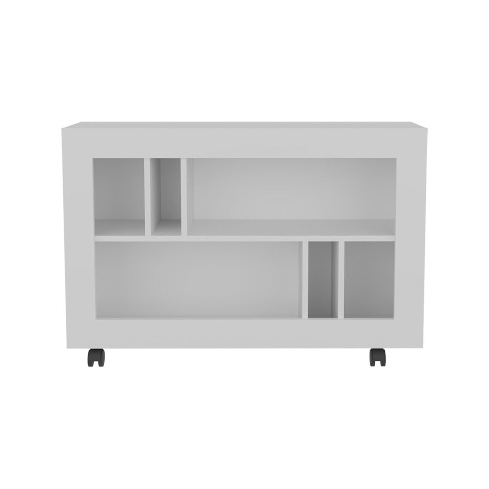 25" White Wood Five Tier Bookcase — view 1