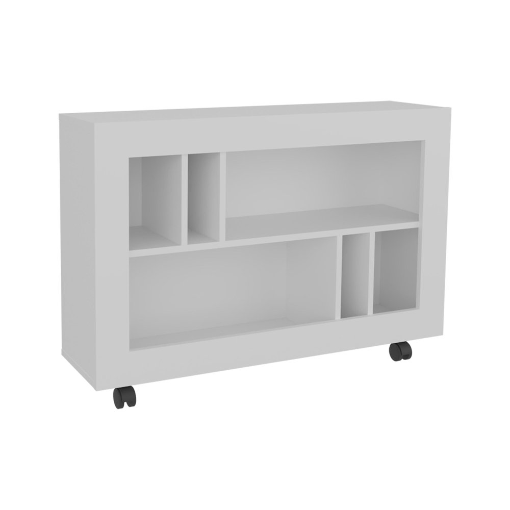 25" White Wood Five Tier Bookcase — view 2