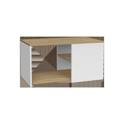 32" Natural and White Wood Floor Shelf Coffee Table With Two Shelves HomeRoots