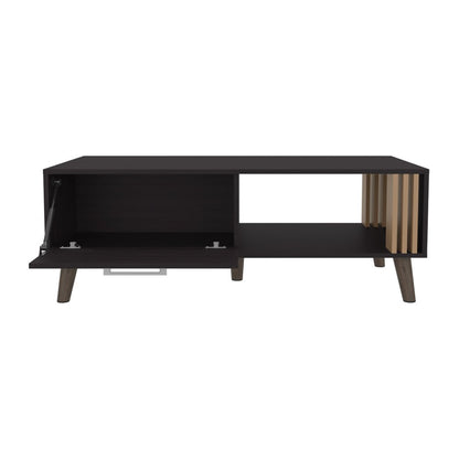 47" Black and Oak Wood Coffee Table