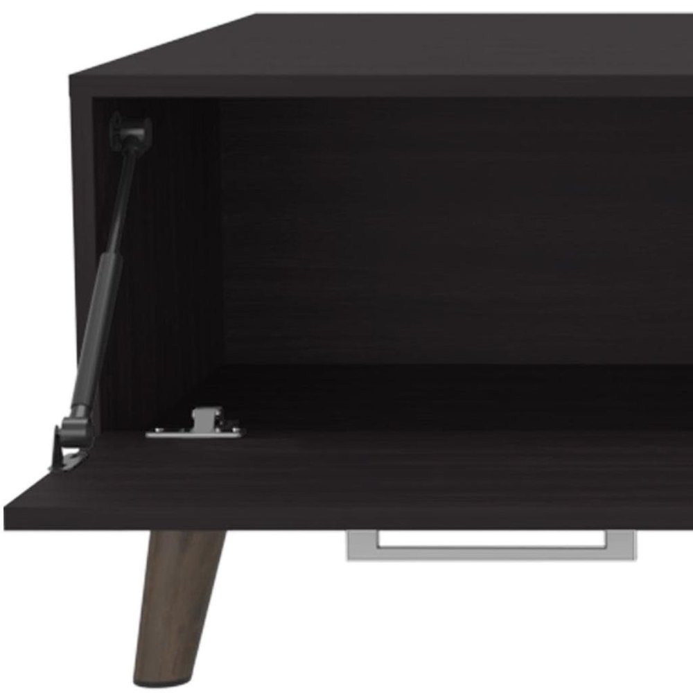 47" Black and Oak Wood Coffee Table — view 4