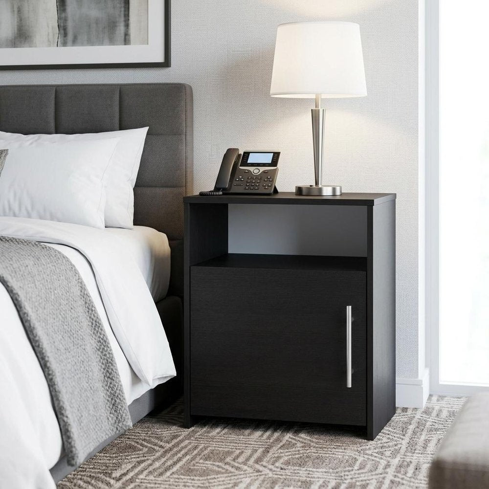 20" Black Wood Nightstand — view 5