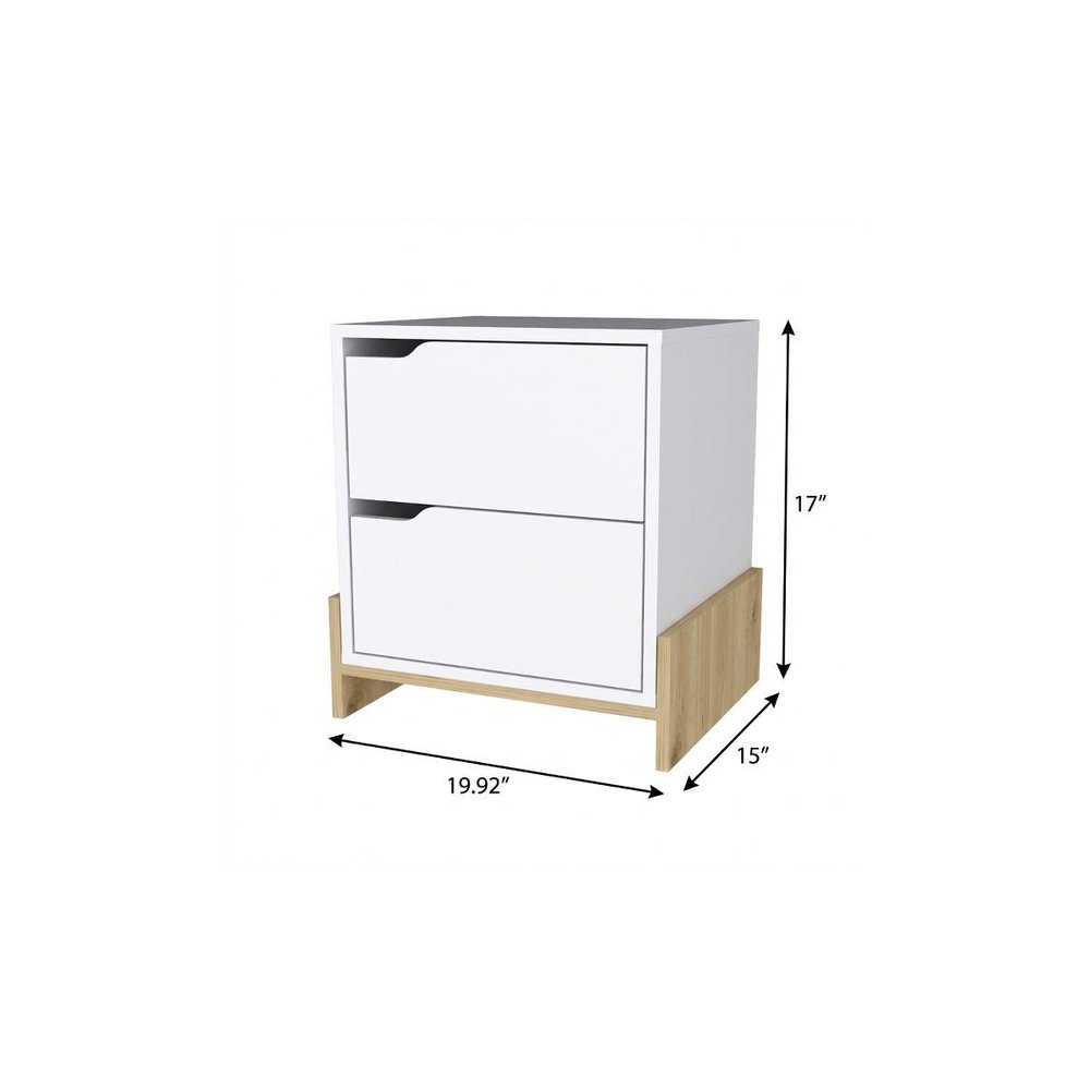 17" White Wood Two Drawer Nightstand — view 5