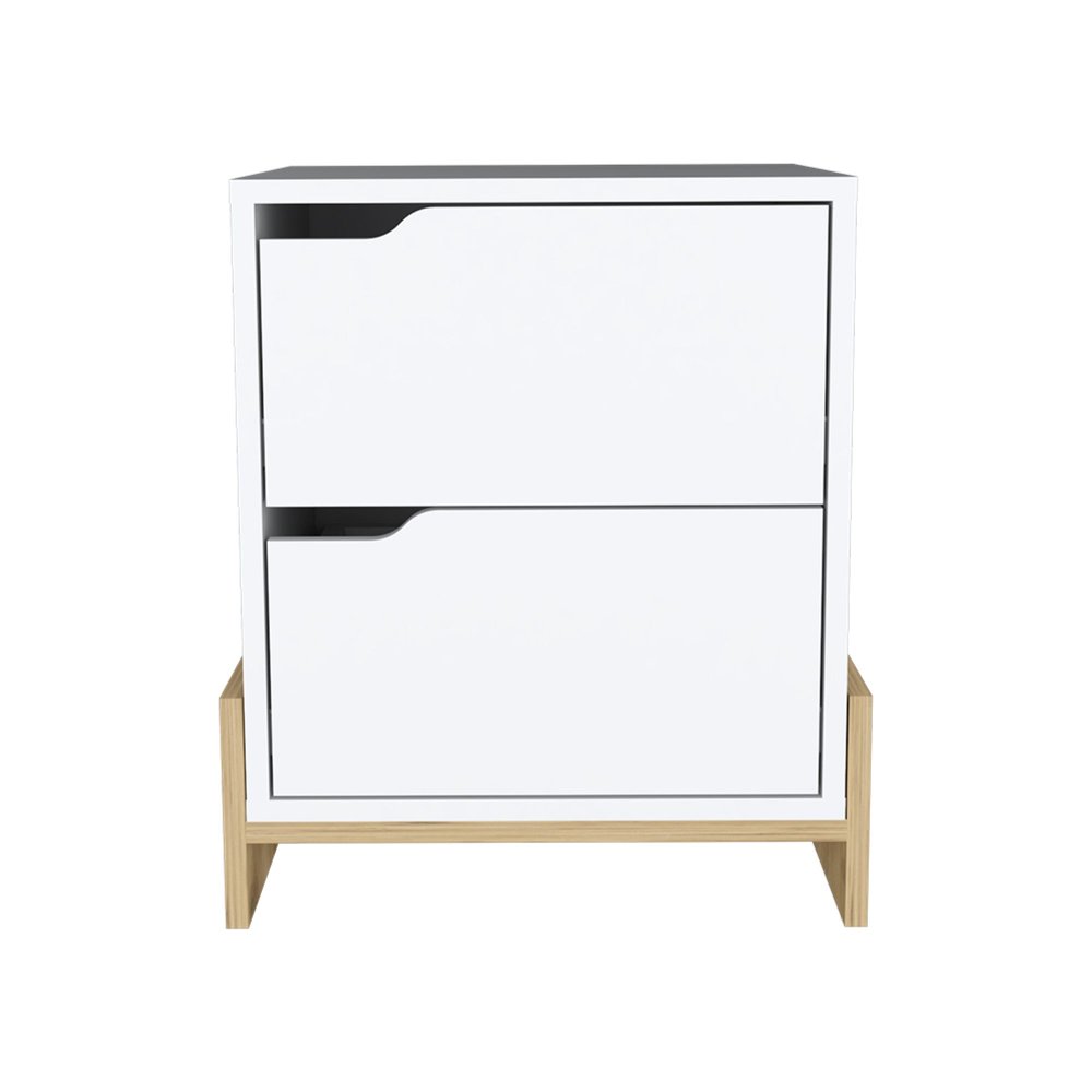 17" White Wood Two Drawer Nightstand — view 1