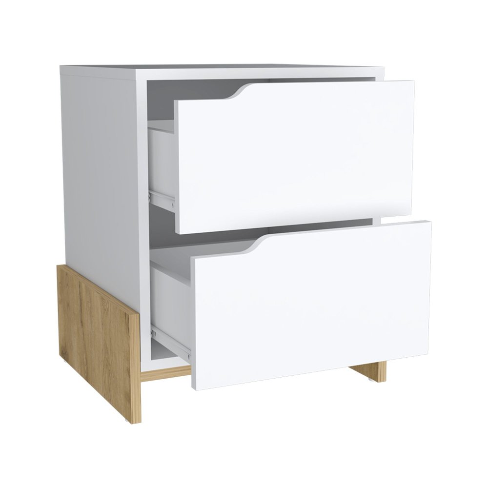 17" White Wood Two Drawer Nightstand — view 2