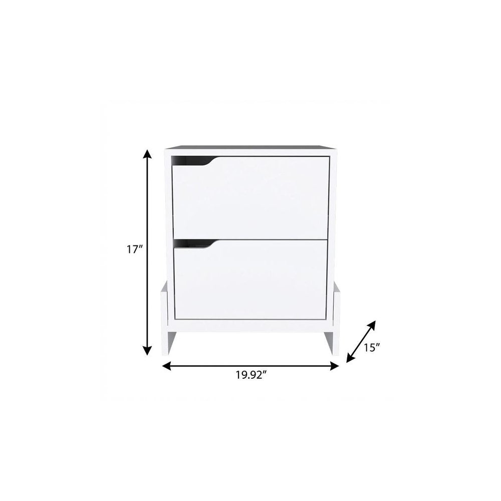 17" White Wood Two Drawer Nightstand — view 11