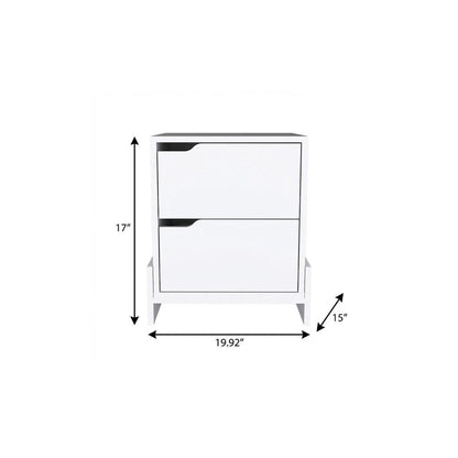 17" White Wood Two Drawer Nightstand HomeRoots