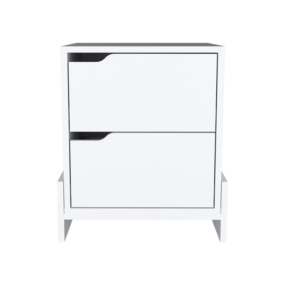 17" White Wood Two Drawer Nightstand HomeRoots
